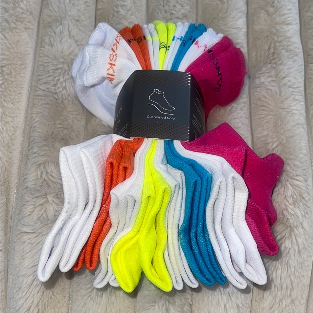 Danskin White and Multi-Color Athletic Socks